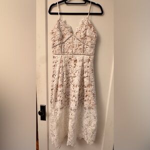 Chic White Lace Midi Dress